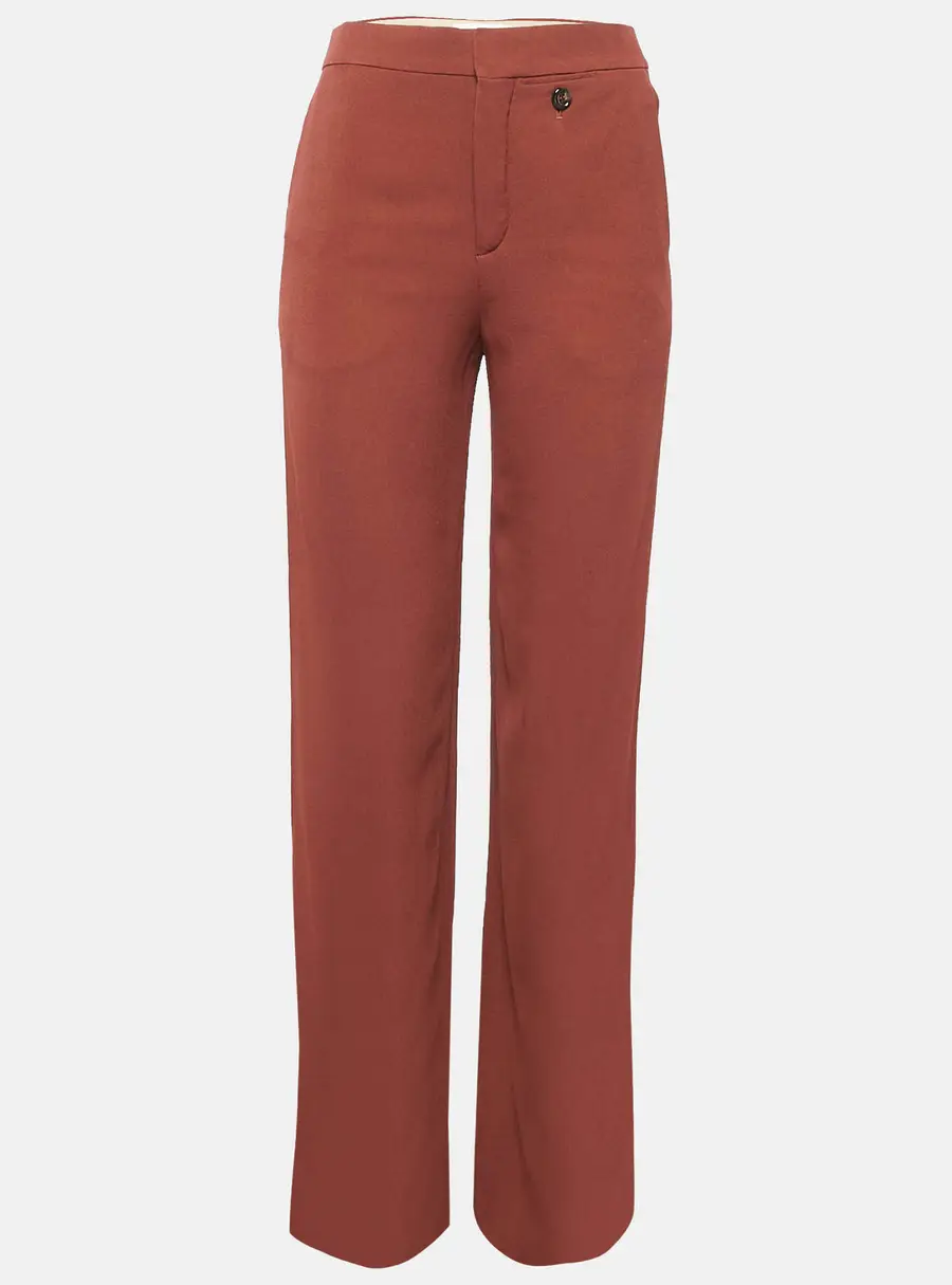 Chloe Brown Crepe Wide Leg Trousers S