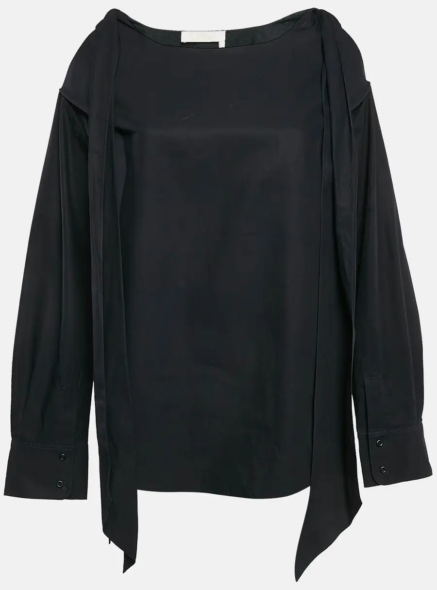 Chloe Navy Blue Cotton Cold-Shoulder Blouse M