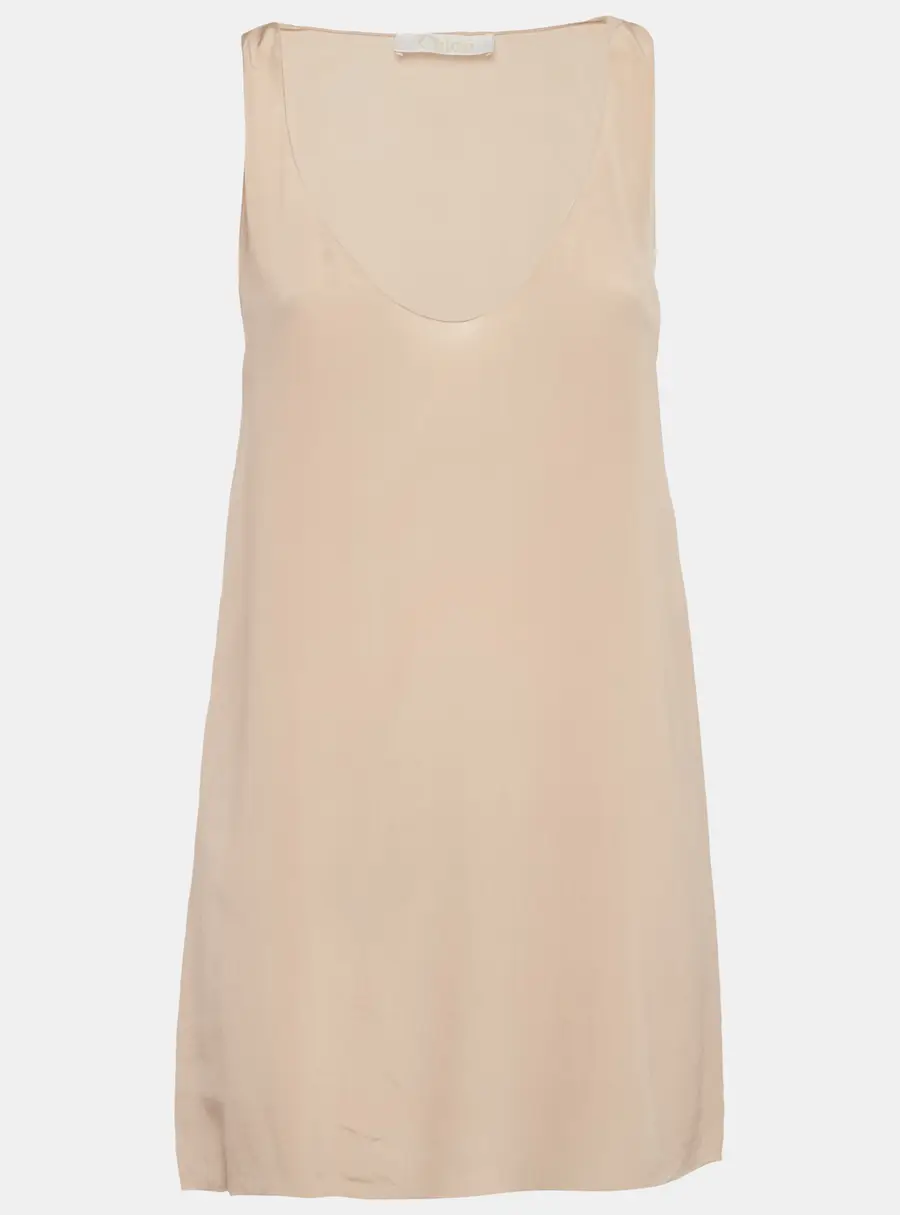 Chloe Powdery Pink Silk Scoop Neck Tank Top S