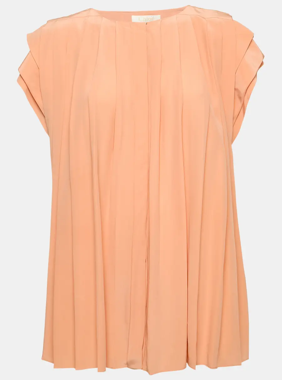 Chloé Pink Silk Pleated Top M
