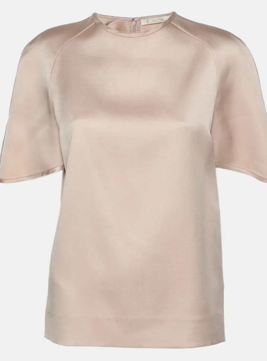 Chloe Beige Wool Blend Satin Top S