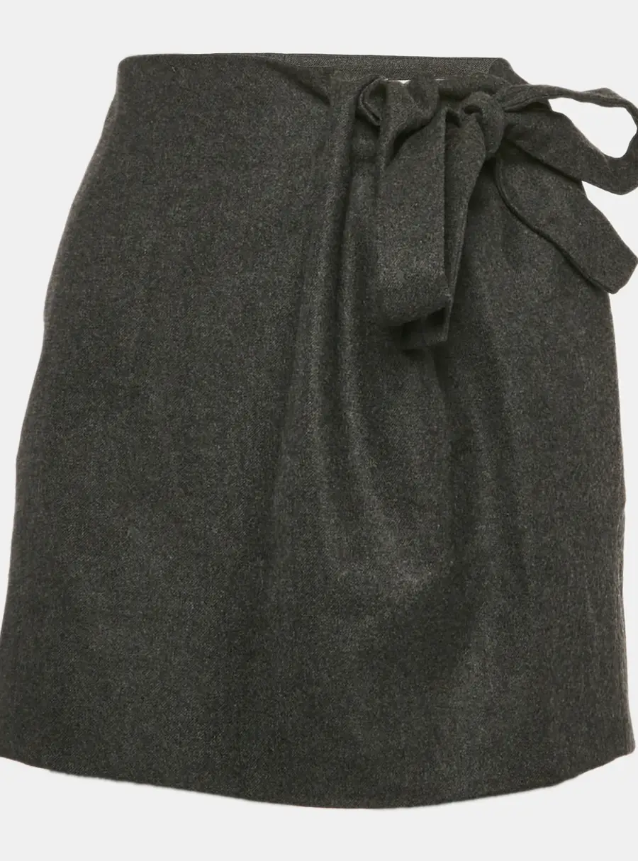Chloe Black Wool Tie-Up Detail Mini Ardoise Skirt M