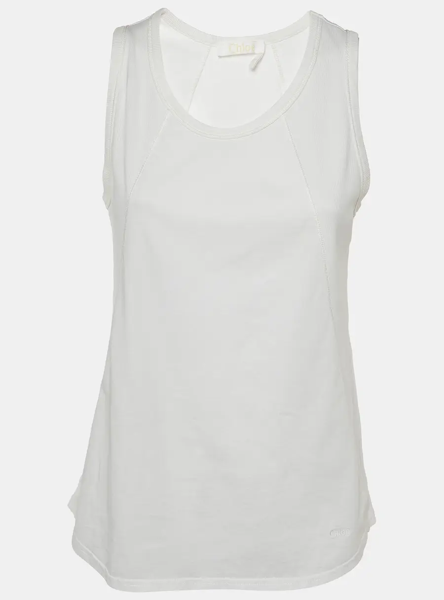 Chloe White Cotton Tank Top L