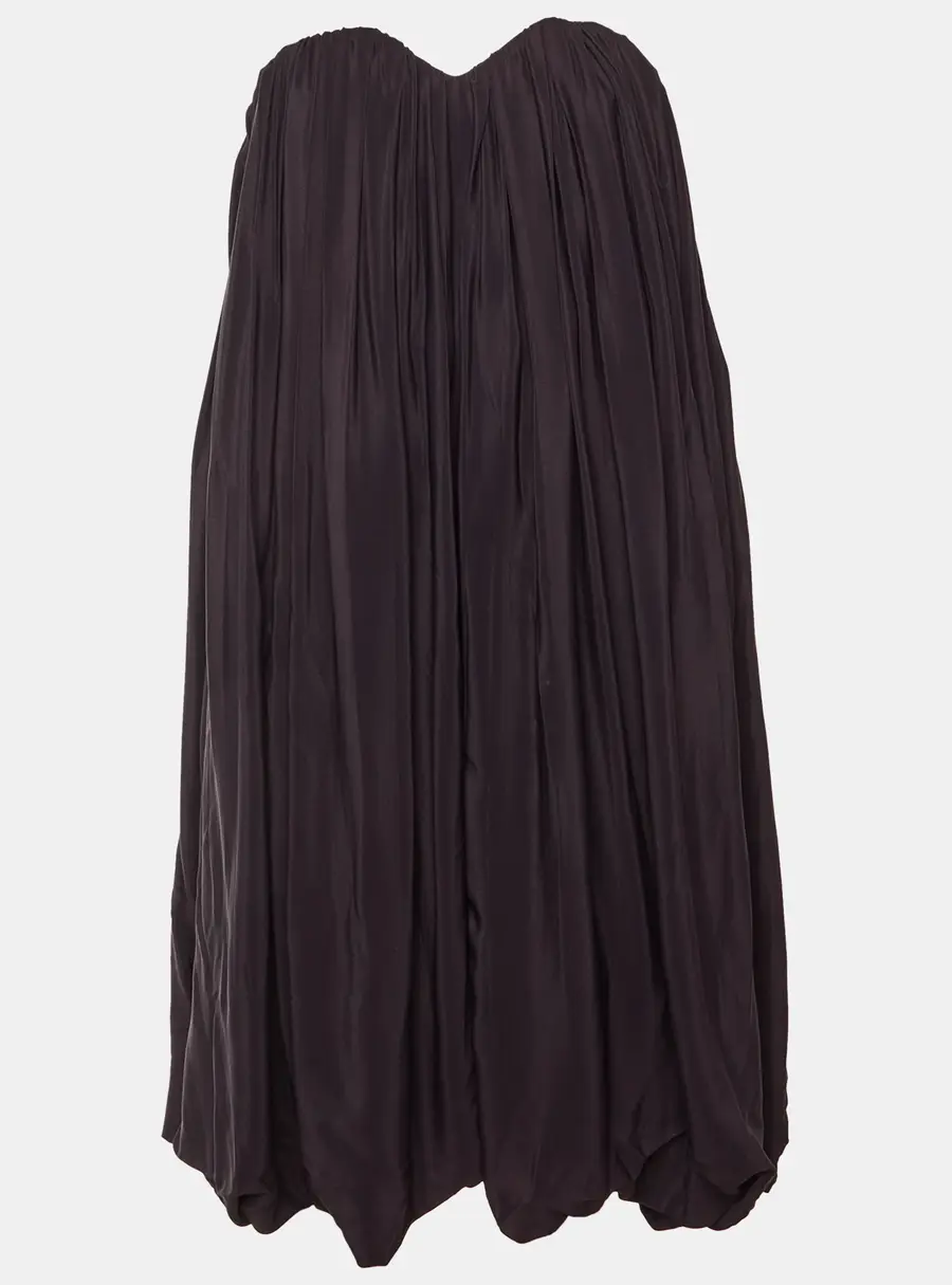 Chlo&eacute; Dark Purple Crepe Pleated Strapless Mini Dress M