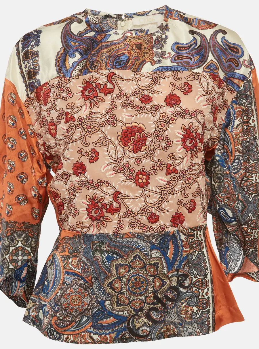 Chloe Multicolor Printed Crepe Blouse M