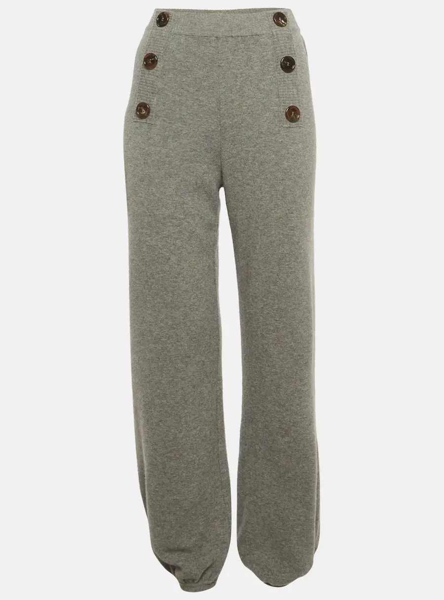 Chloe Grey Wool Button Detail Sweatpants XS