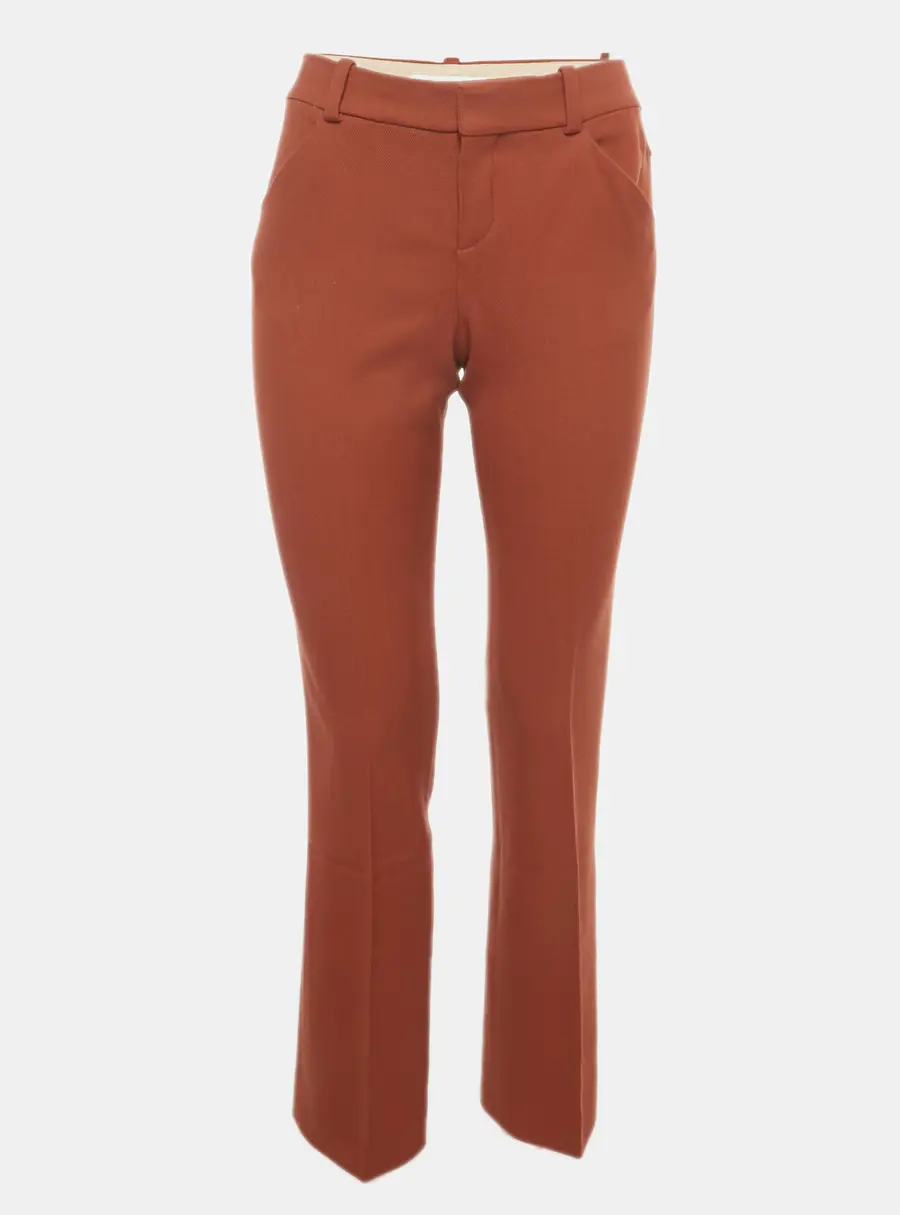 Chloe Burnt Orange Wool Straight Leg Trousers S