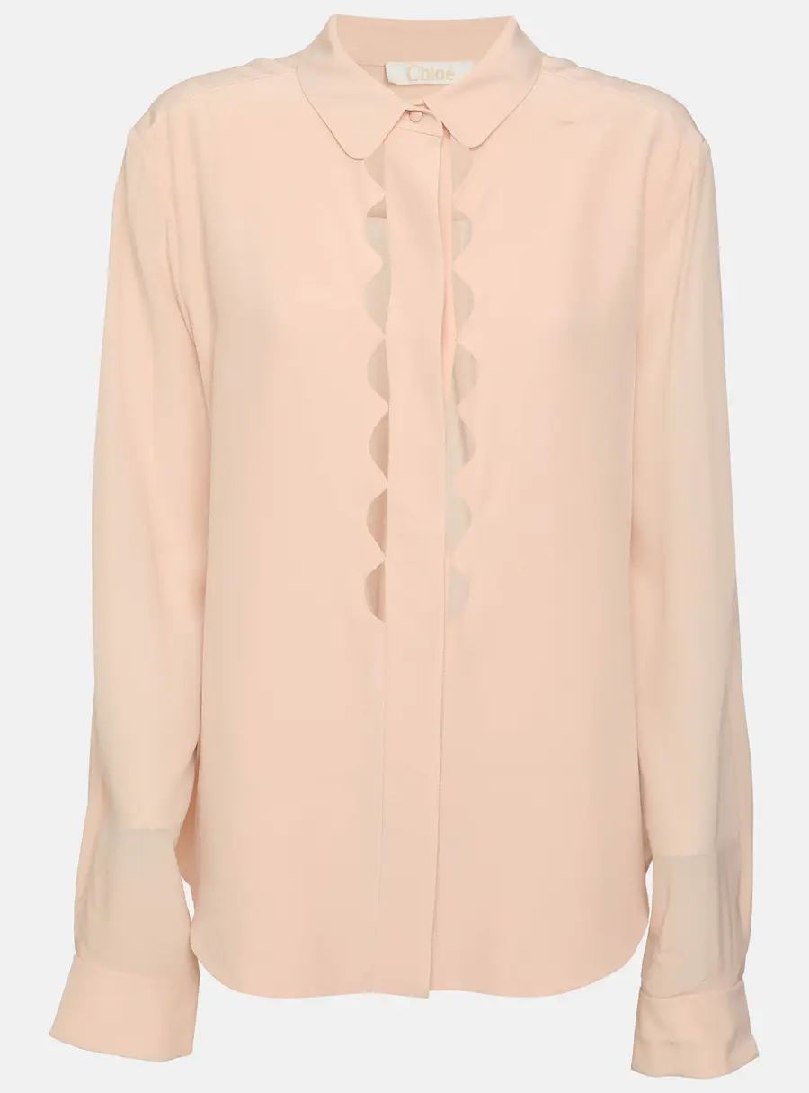 Chloé Light Pink Crepe Long Sleeve Blouse L