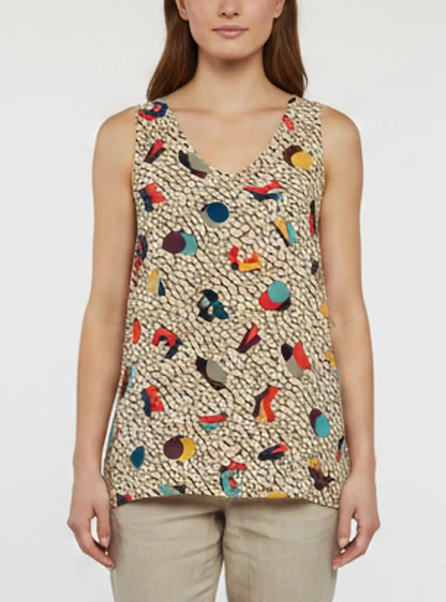 Chloe Multicolour Abstract Print Crepe Tank Top M