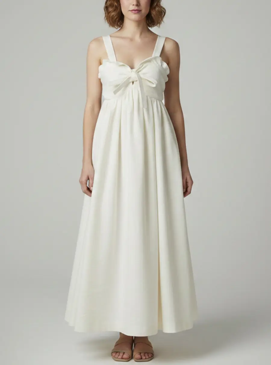 Chlo&eacute; White Canvas Ruffle Bustier Sleeveless Dress M