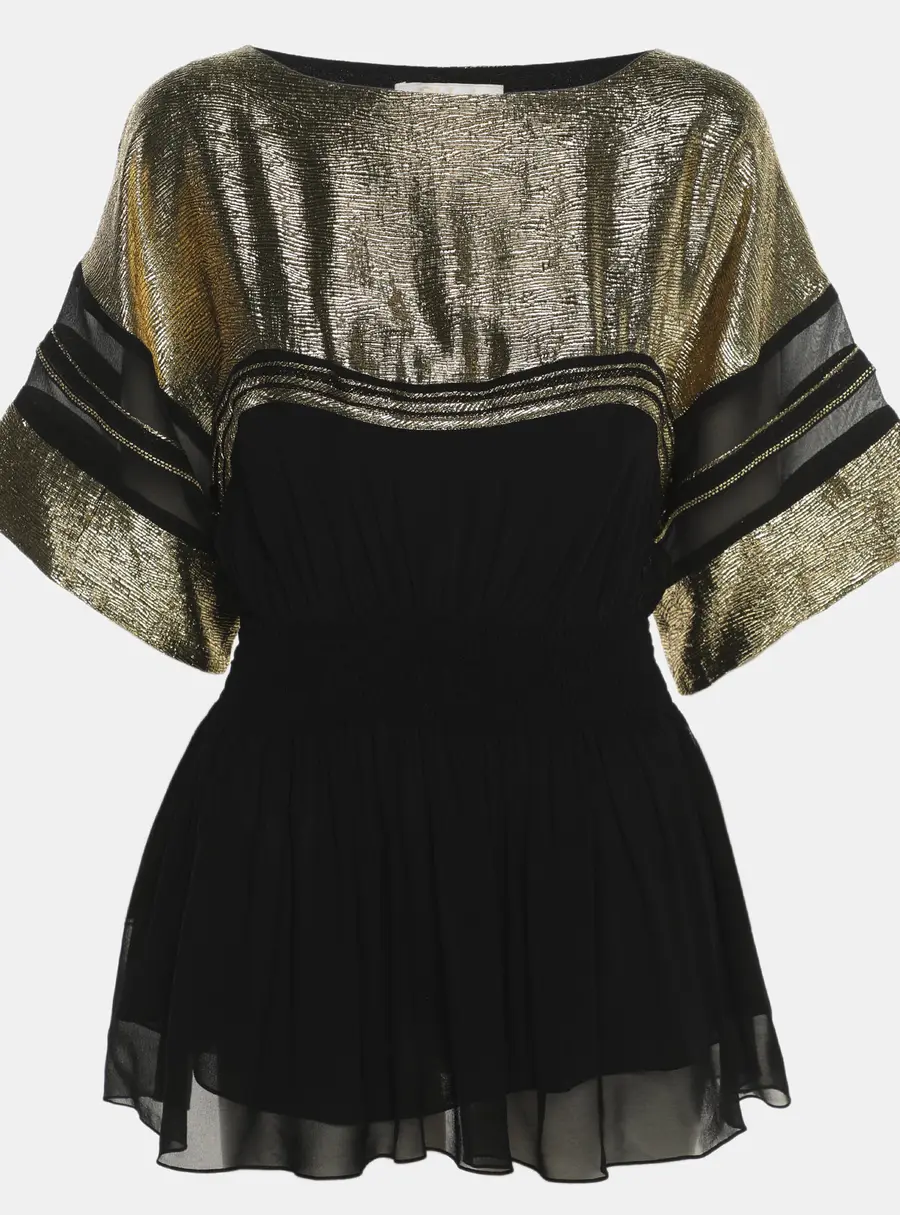 Chloe Gold/Black Chiffon and Lamé Top S