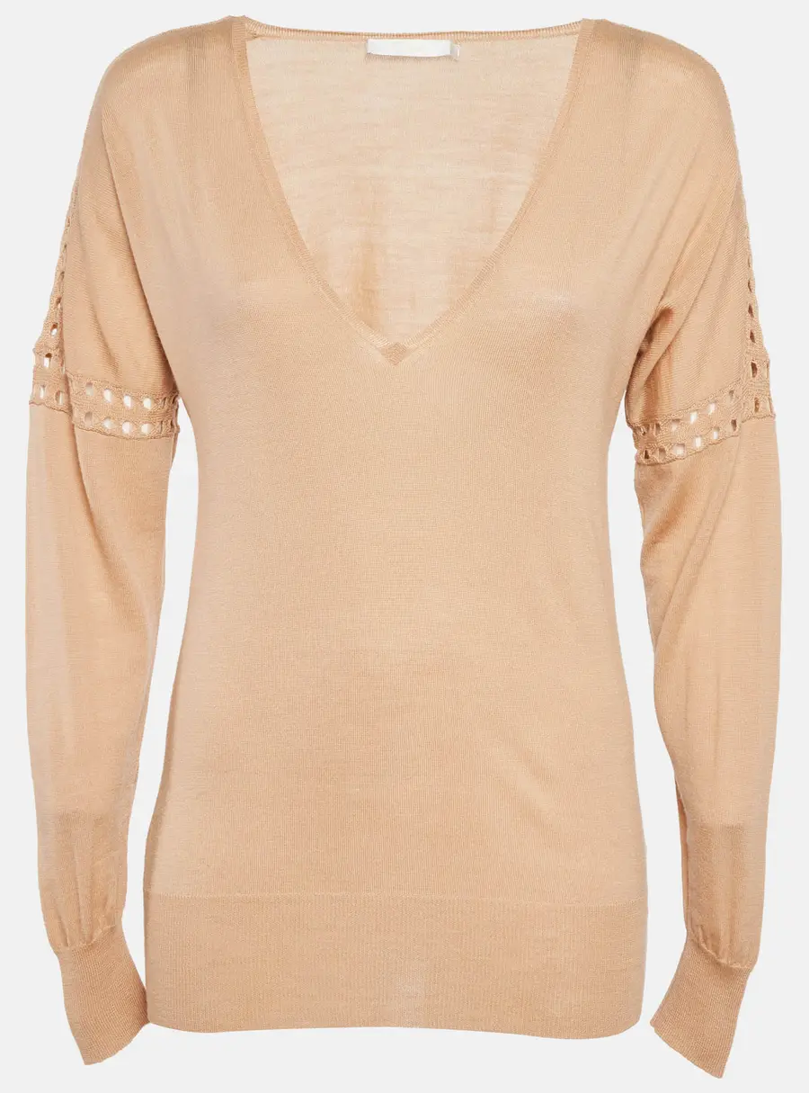 Chlo&eacute; Sun Tan Wool Knitted Top XS