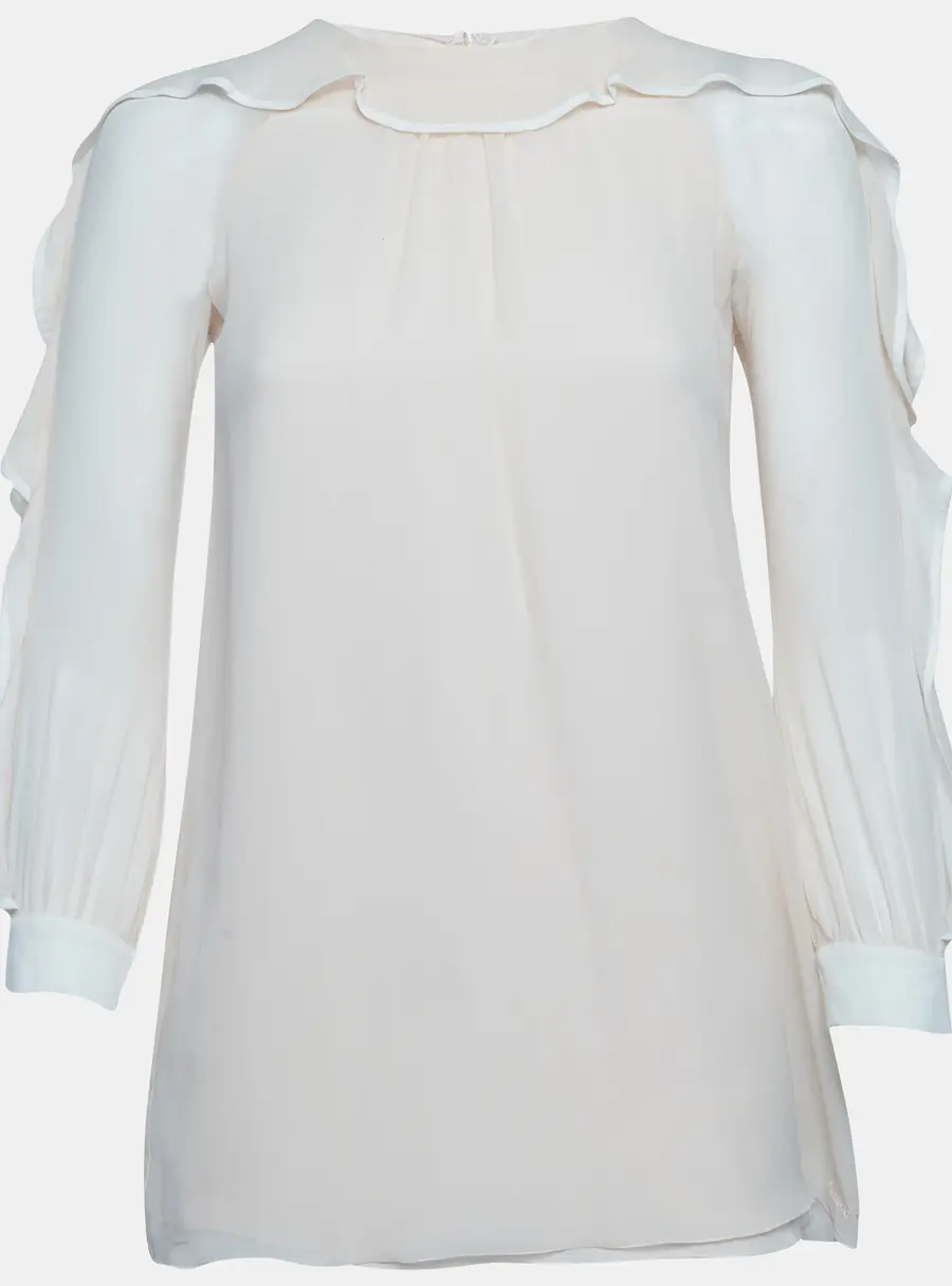 Chloe Peach/White Chiffon Ruffle Blouse L
