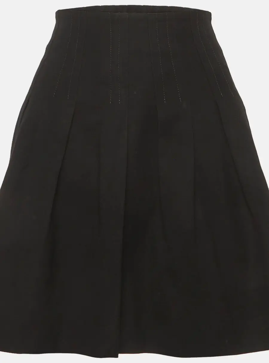 Chloé Black Gabardine Flared Zip Up Mini Skirt S