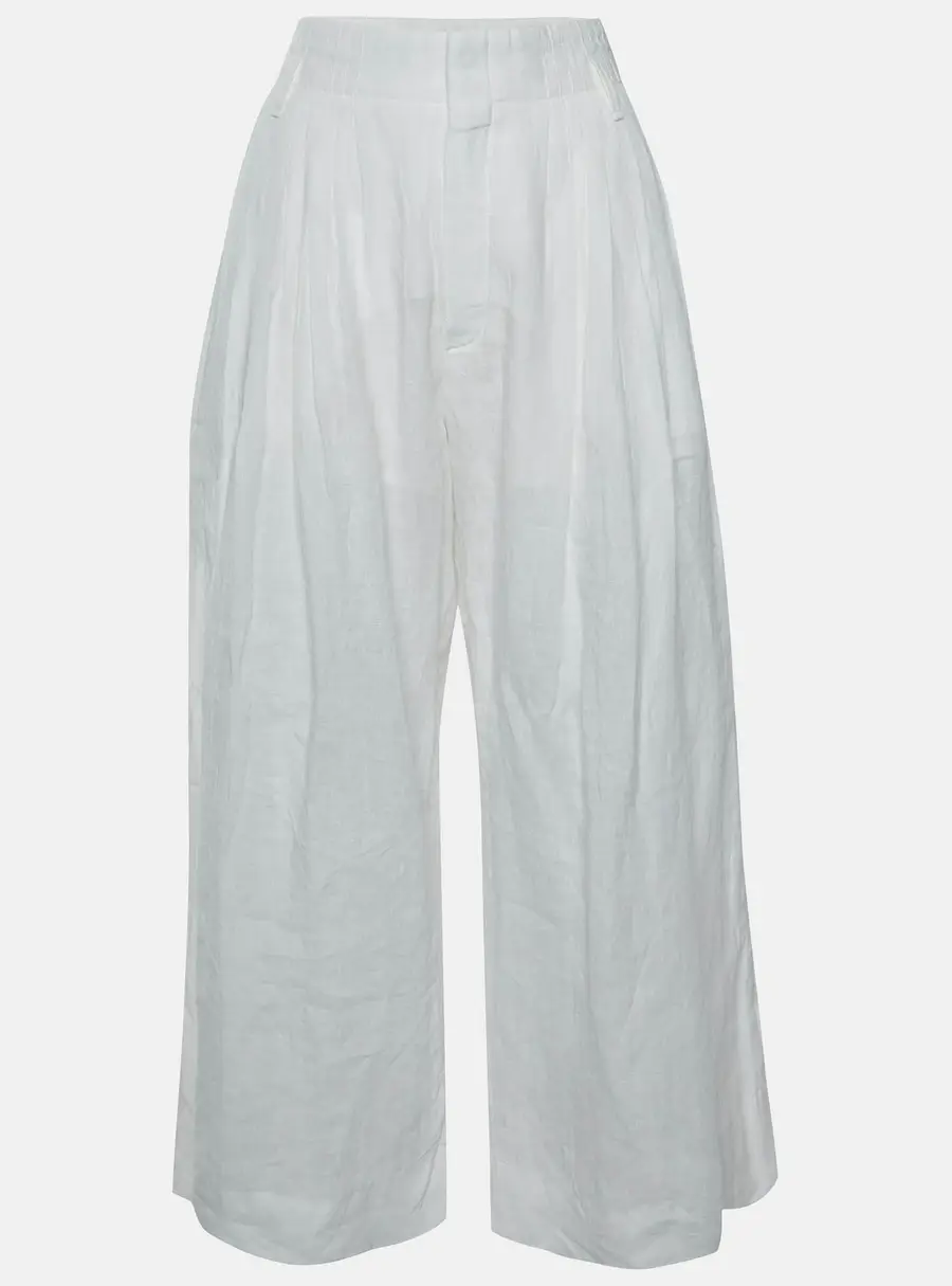 Chloé Ivory Linen Wide Leg Pants M