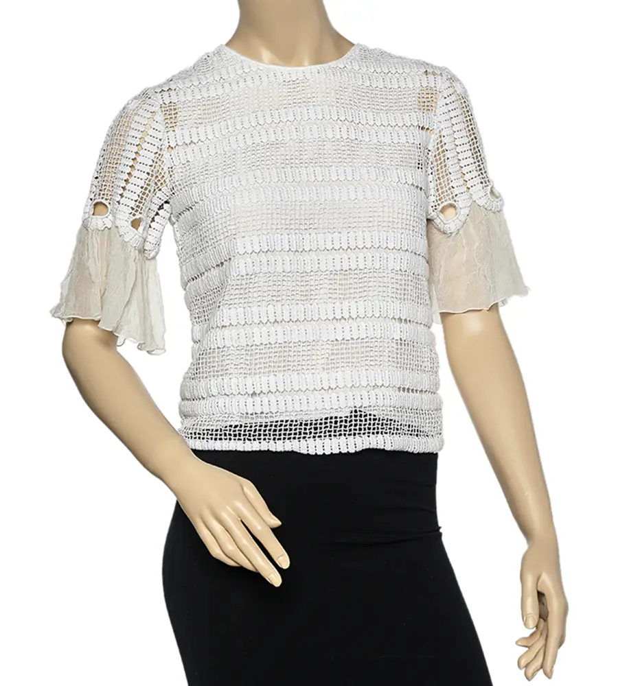 Chloe White Crochet Lace Top M