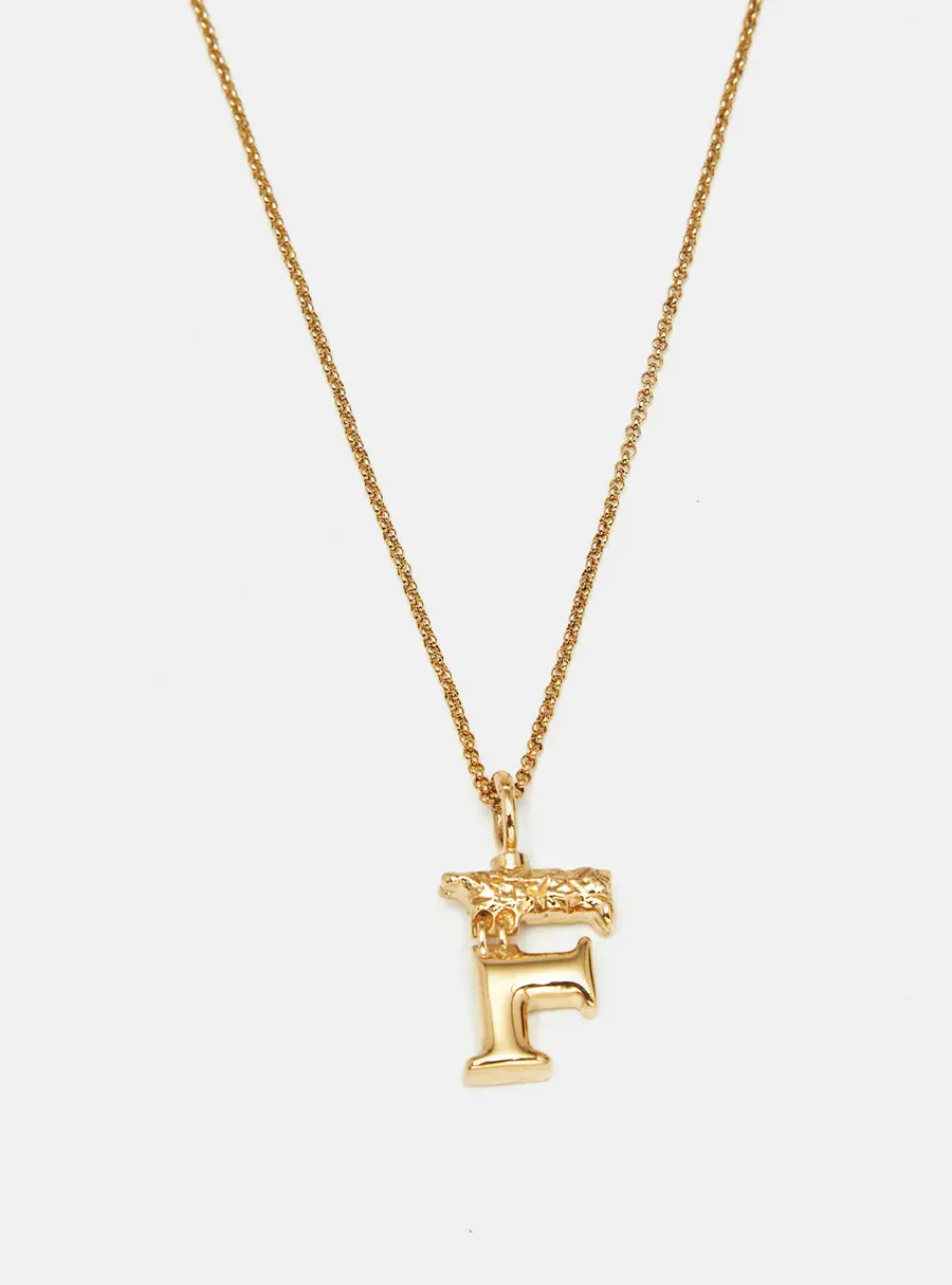 Chloé Alphabet Letter F Initial Pendant Gold Tone Necklace