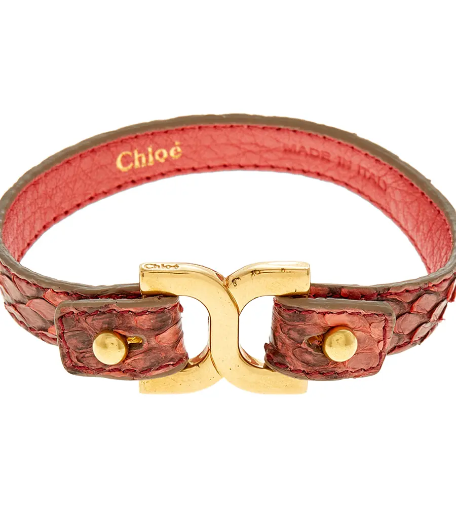 Chloe Dark Coral Ayer Snakeskin Leather Marcie Bracelet