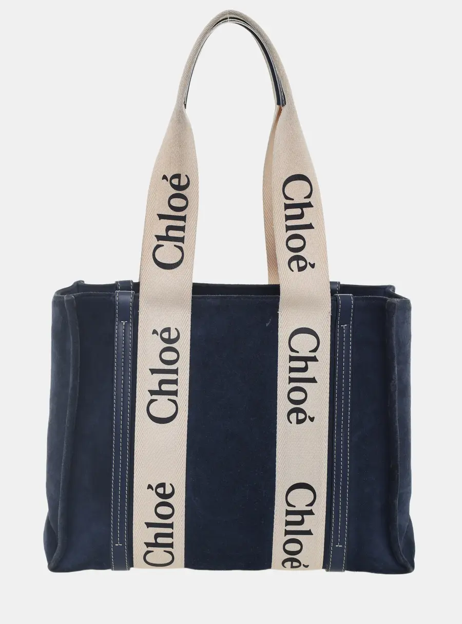 Chloe Suede/Canvas Medium Woody Tote Bag