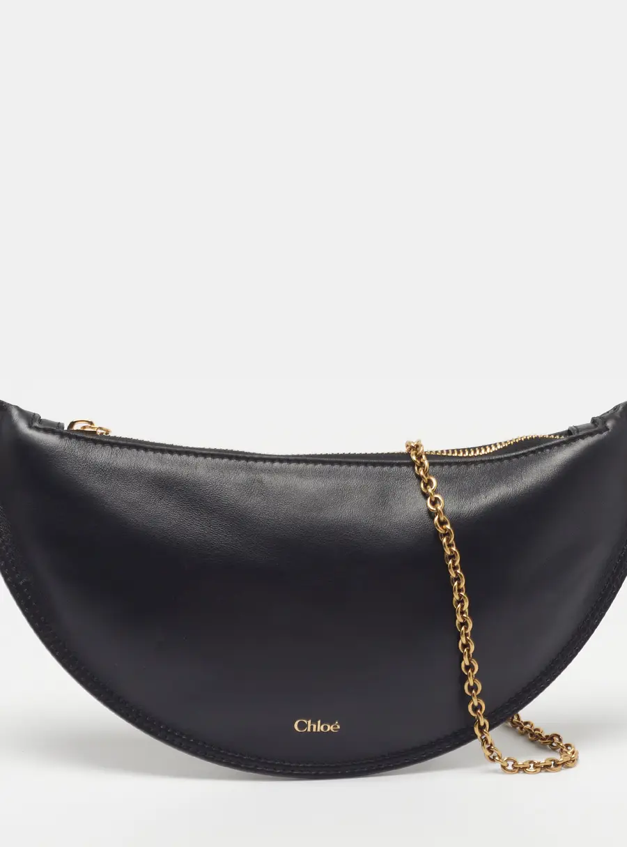 Chlo&eacute; Icons Half Moon Mini Black Leather Hobo