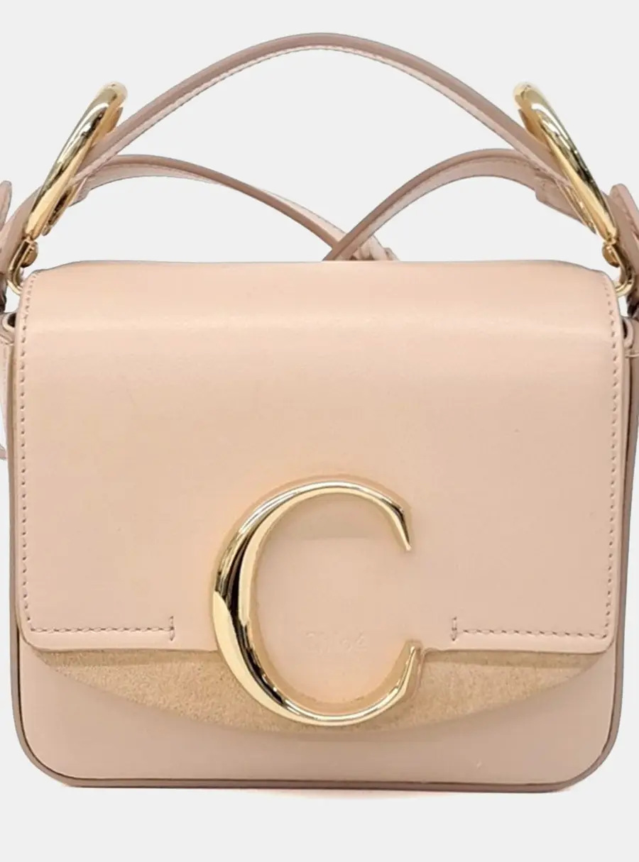 Chloe Beige Leather C Crossbody Mini