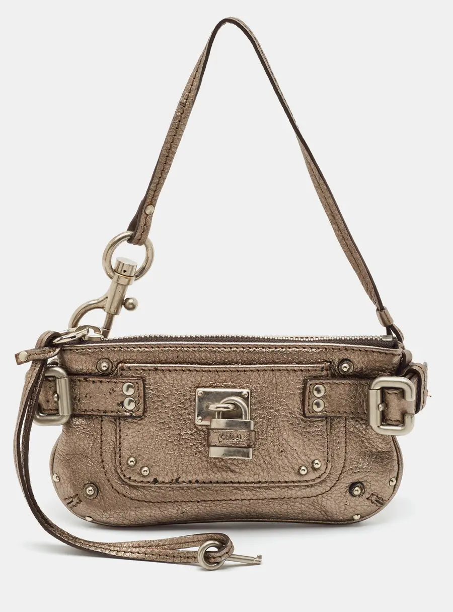Chloe Paddington Grey Leather Clutch Bag