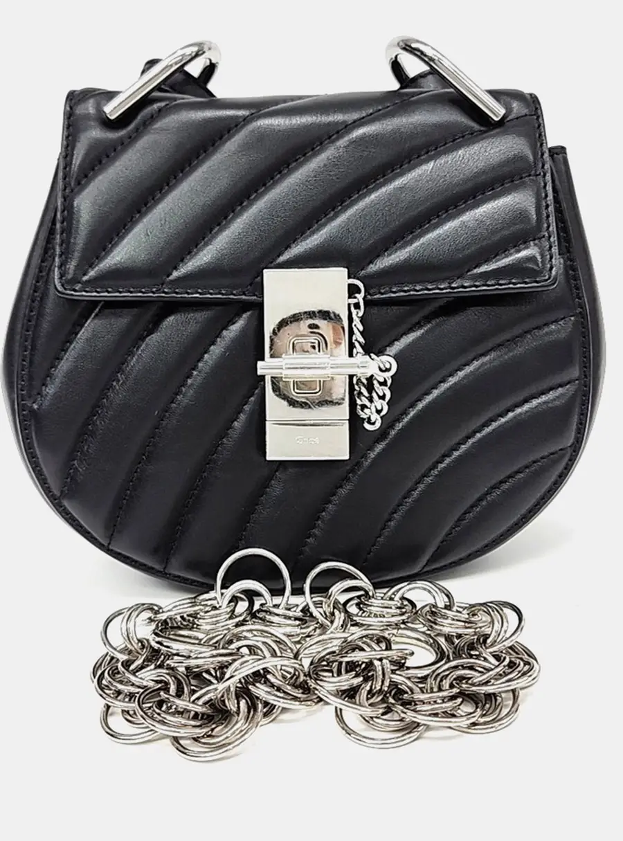Chloé Drew Black Leather Chain Crossbody Bag