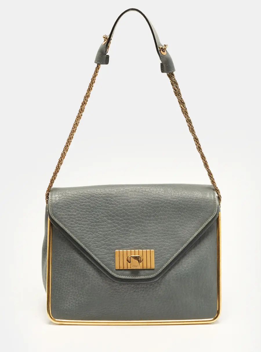 Chloe Sally Flap Medium Light Blue Leather Shoulder Bag