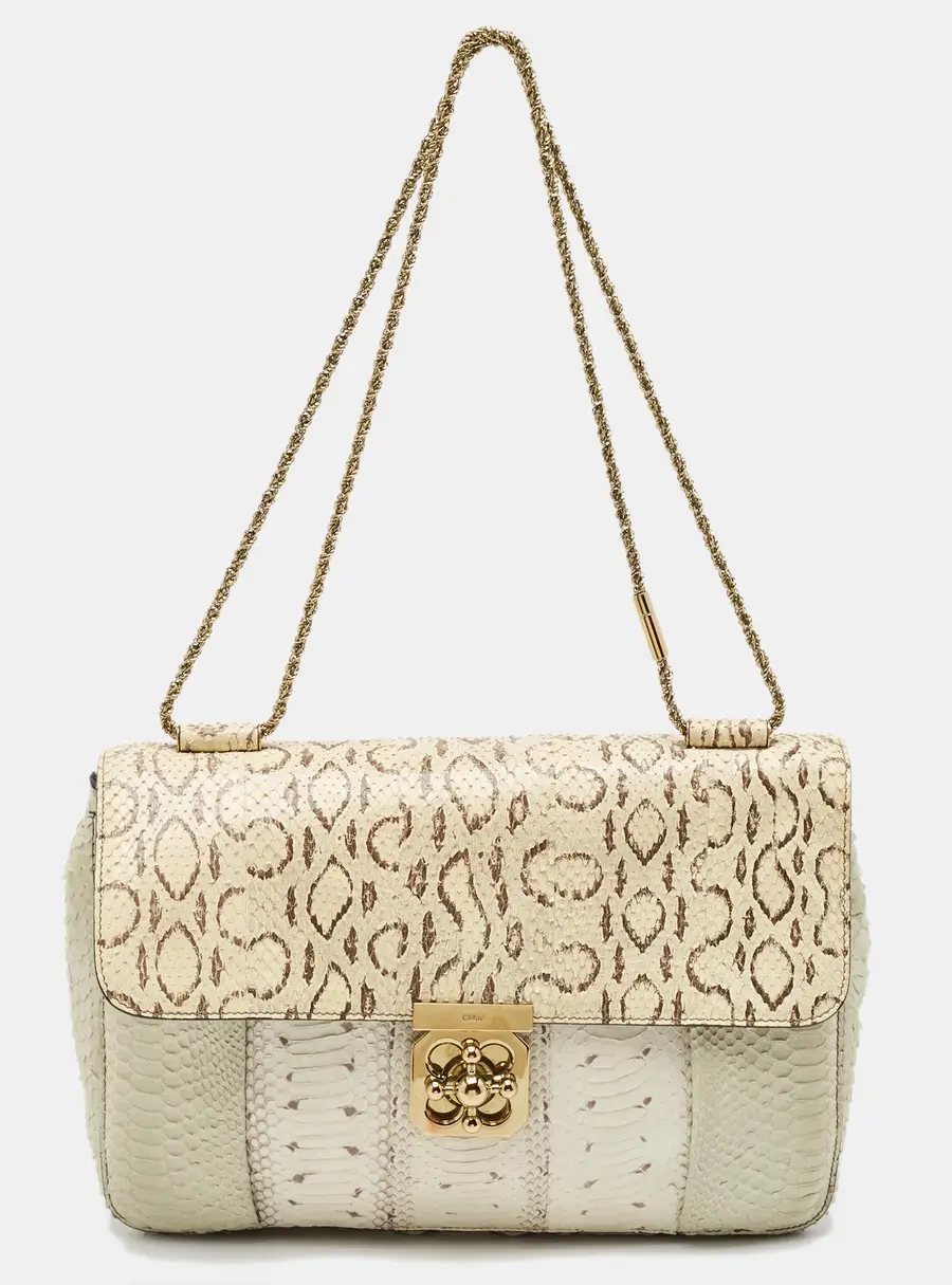 Chloe Light Green/Cream Large Elsie Shoulder Bag