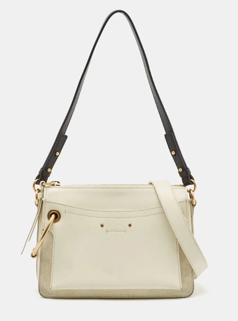 Chloe Off White Leather Small Roy Shoulder Bag