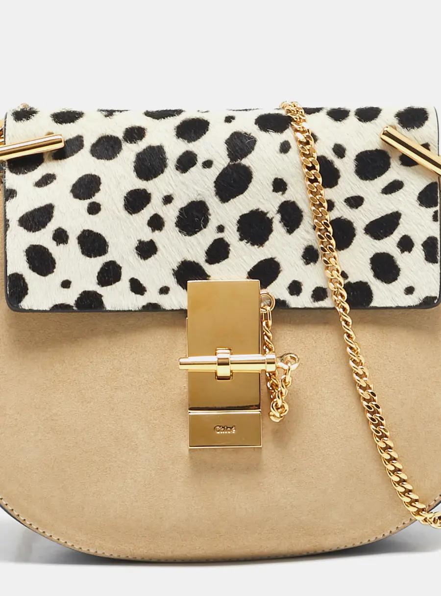 Chloe Drew Small Multicolor Calf Hair, Leather and Suede Shoulder Bags