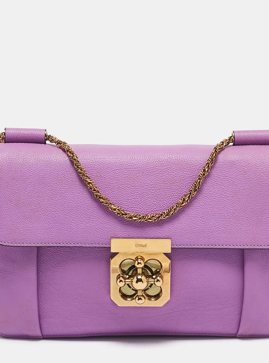 Chloe Purple Leather Medium Elsie Chain Shoulder Bag