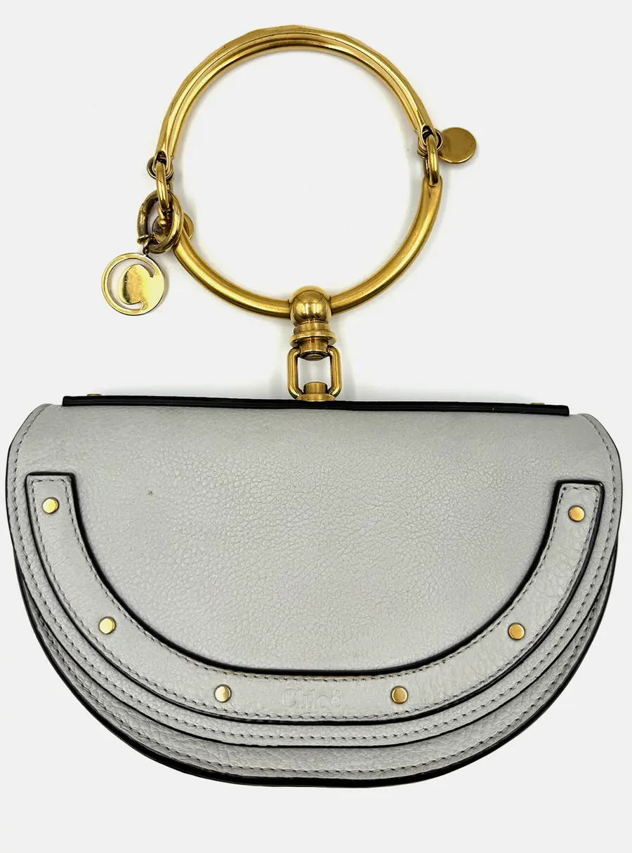 Chloé Nile Small Grey Leather Minaudière Crossbody Bag