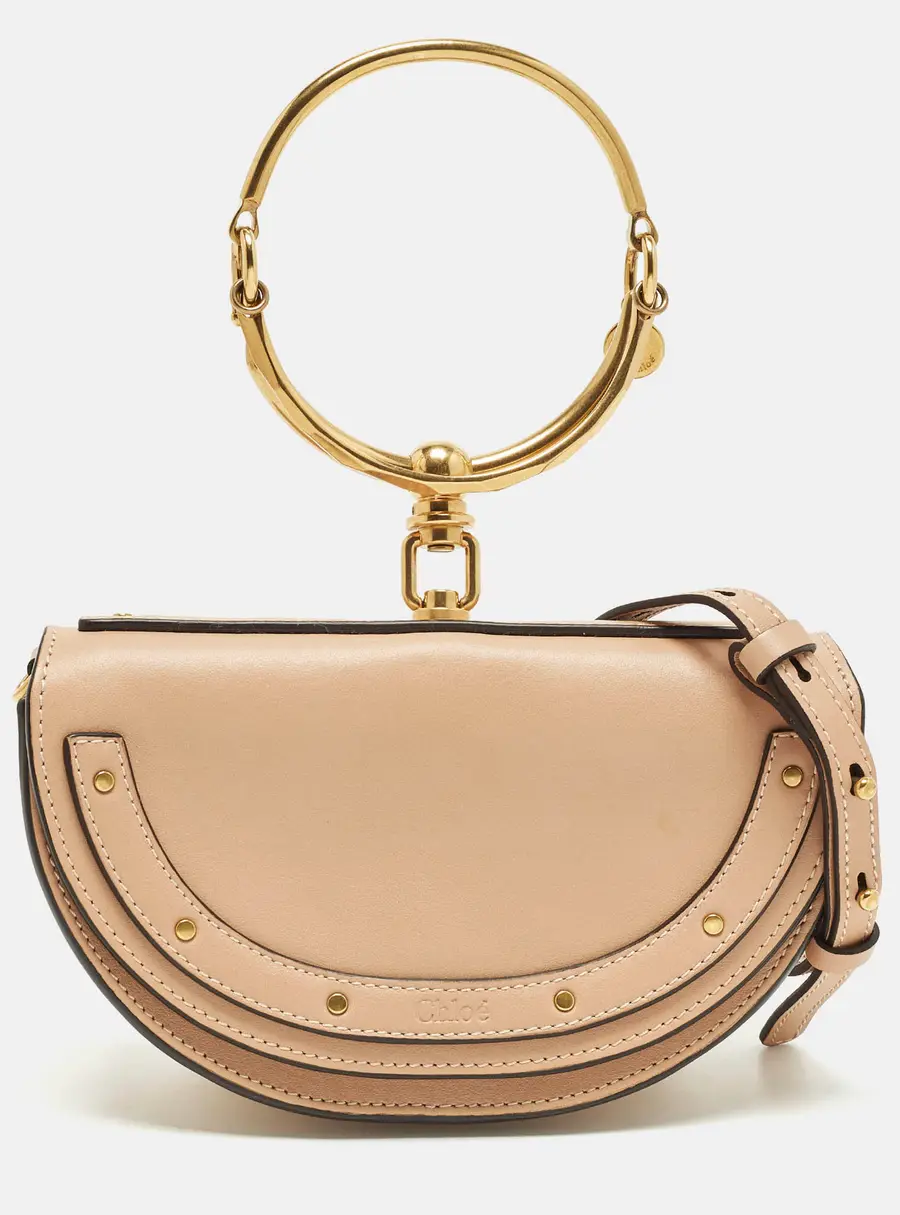 Chloe Nile Bracelet Small Beige Leather Minaudiere Bag