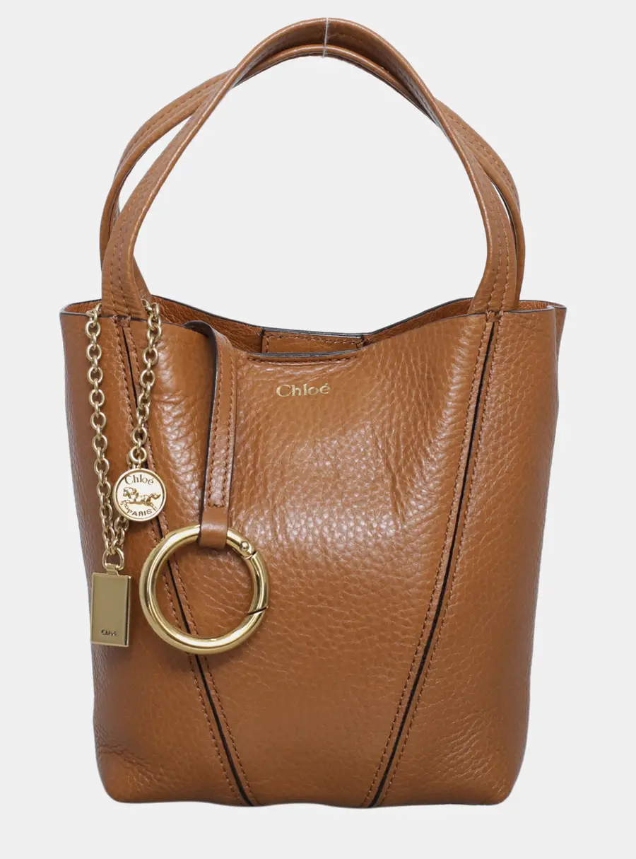 Chloe Spin Small Brown Calf Leather Tote Bag