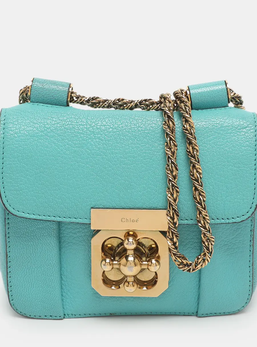 Chloe Elsie Mini Turquoise Leather Crossbody Bag