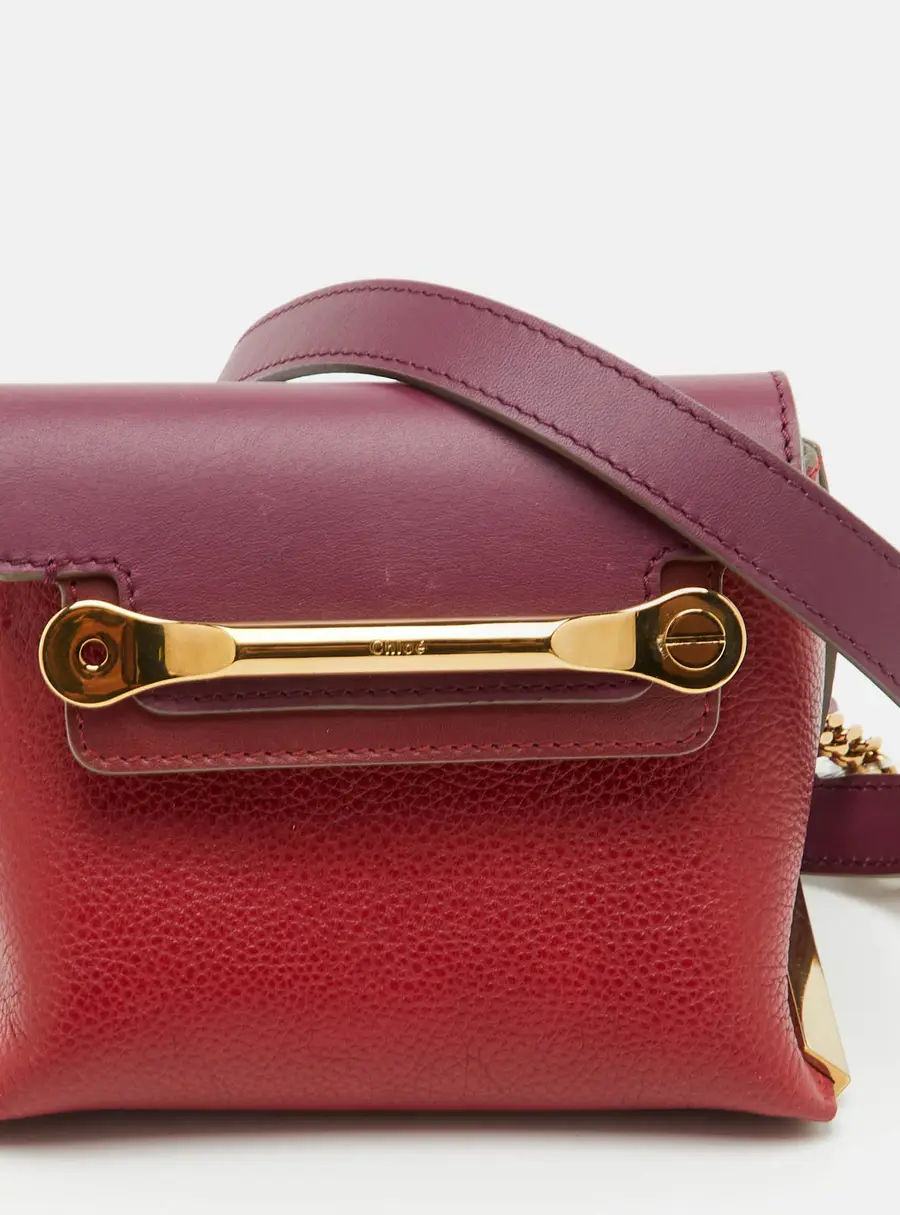 Chloe Clare Mini Red/Violet Leather Crossbody Bag