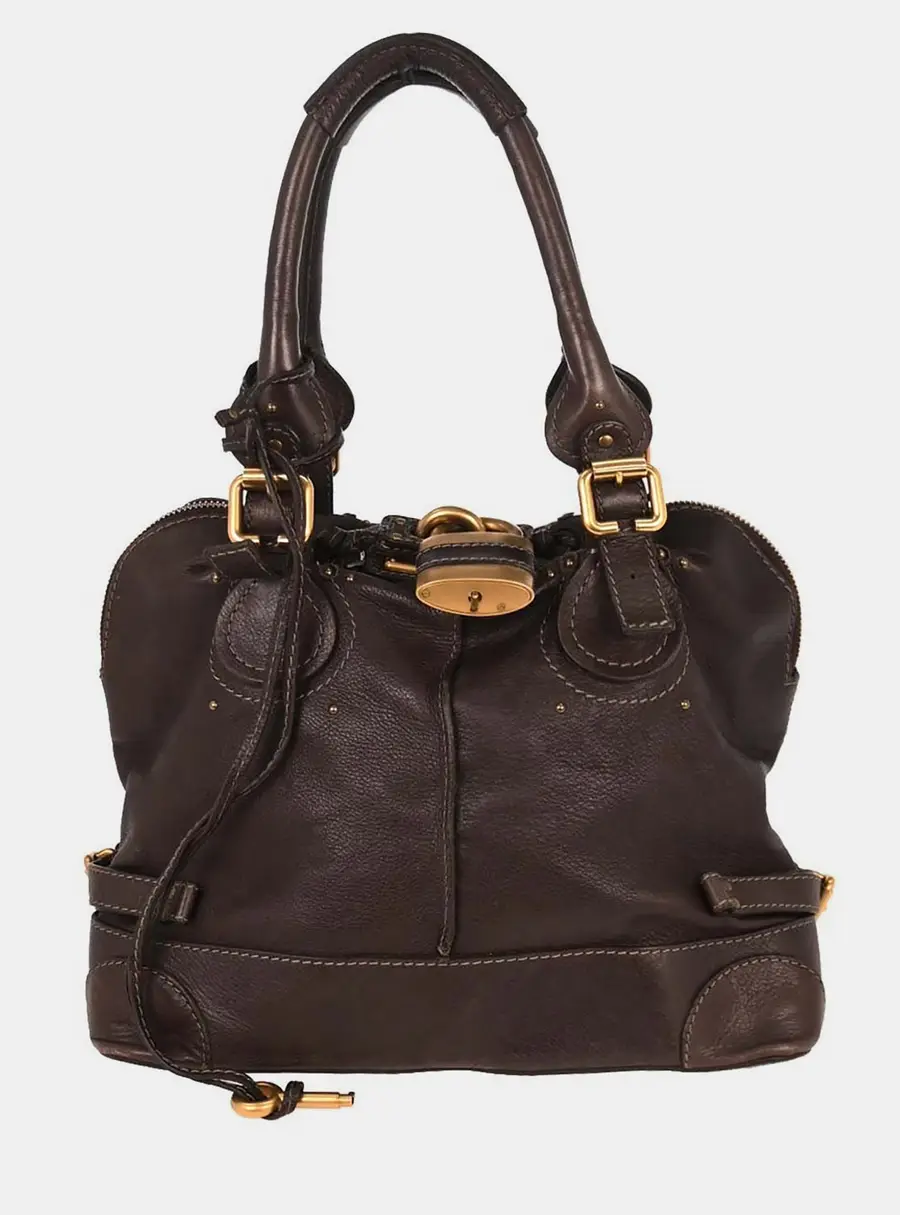 Chloe Paddington Dome Brown Leather Top Handle Bag