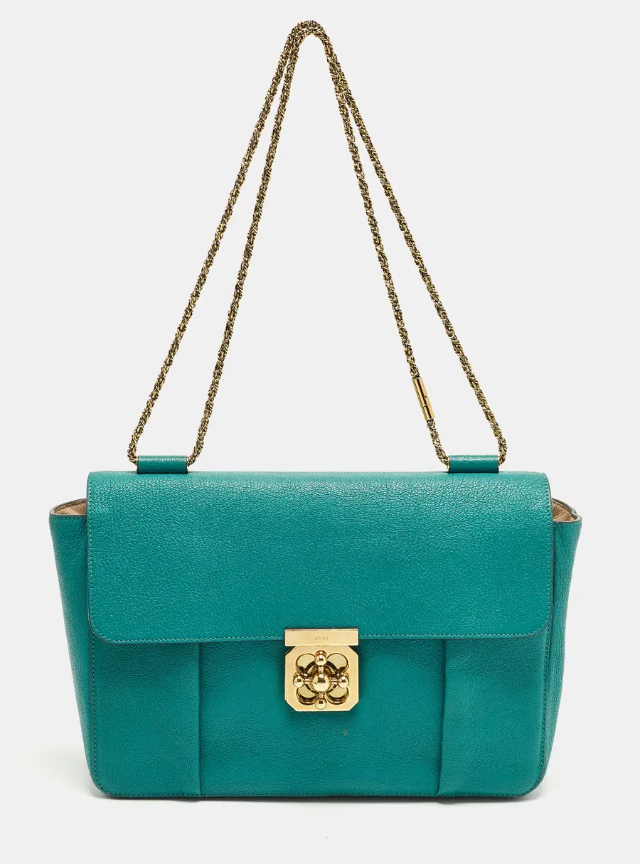 Chloe Elsie Large Teal Green Leather Shoulder Bag