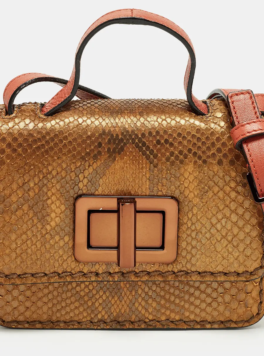 Chloe Louise Gold/Brown Snakeskin Crossbody Bag