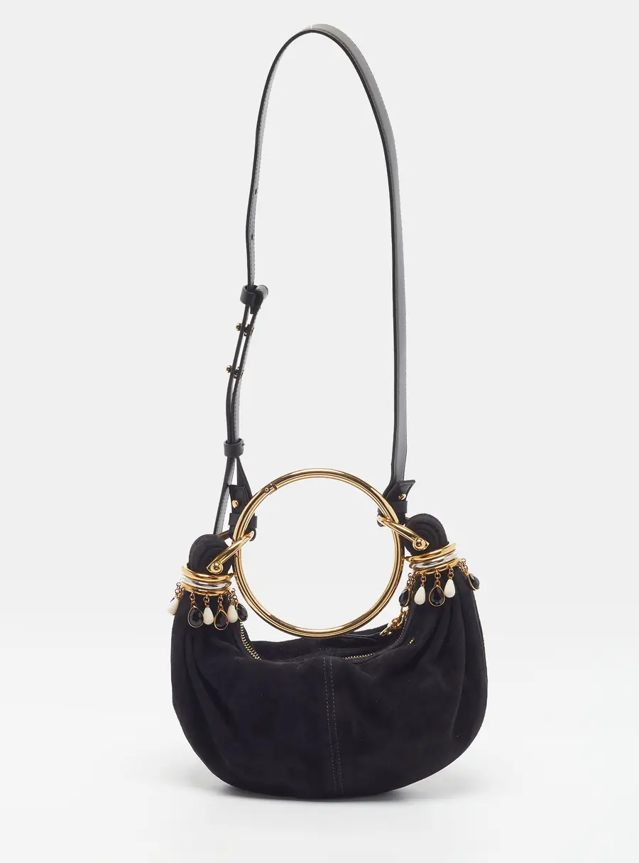 Chloe Bracelet Mini Black Suede Hobo