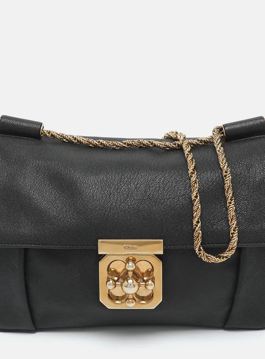 Chloe Elsie Medium Black Leather Shoulder Bag