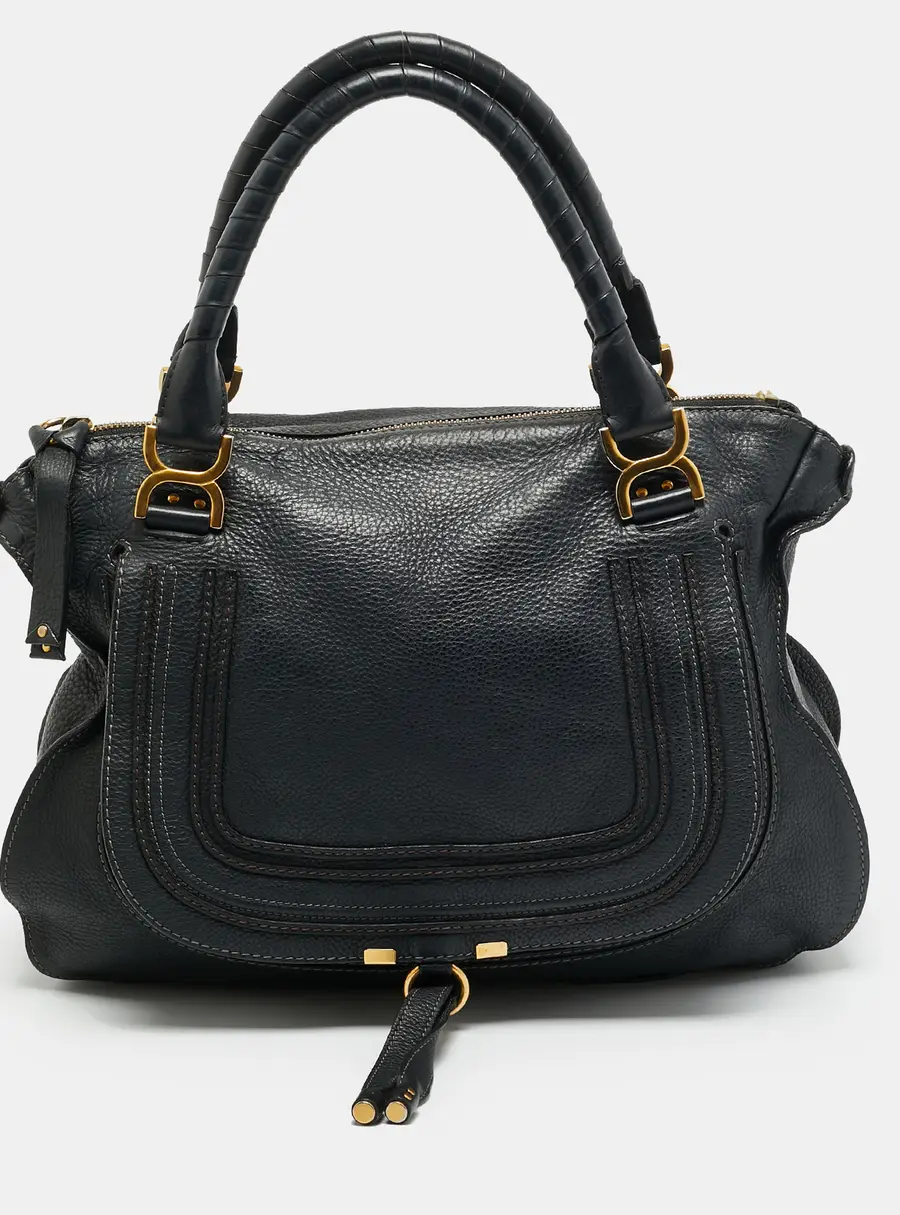 Chloe Marcie Large Black Leather Shoulder Bag