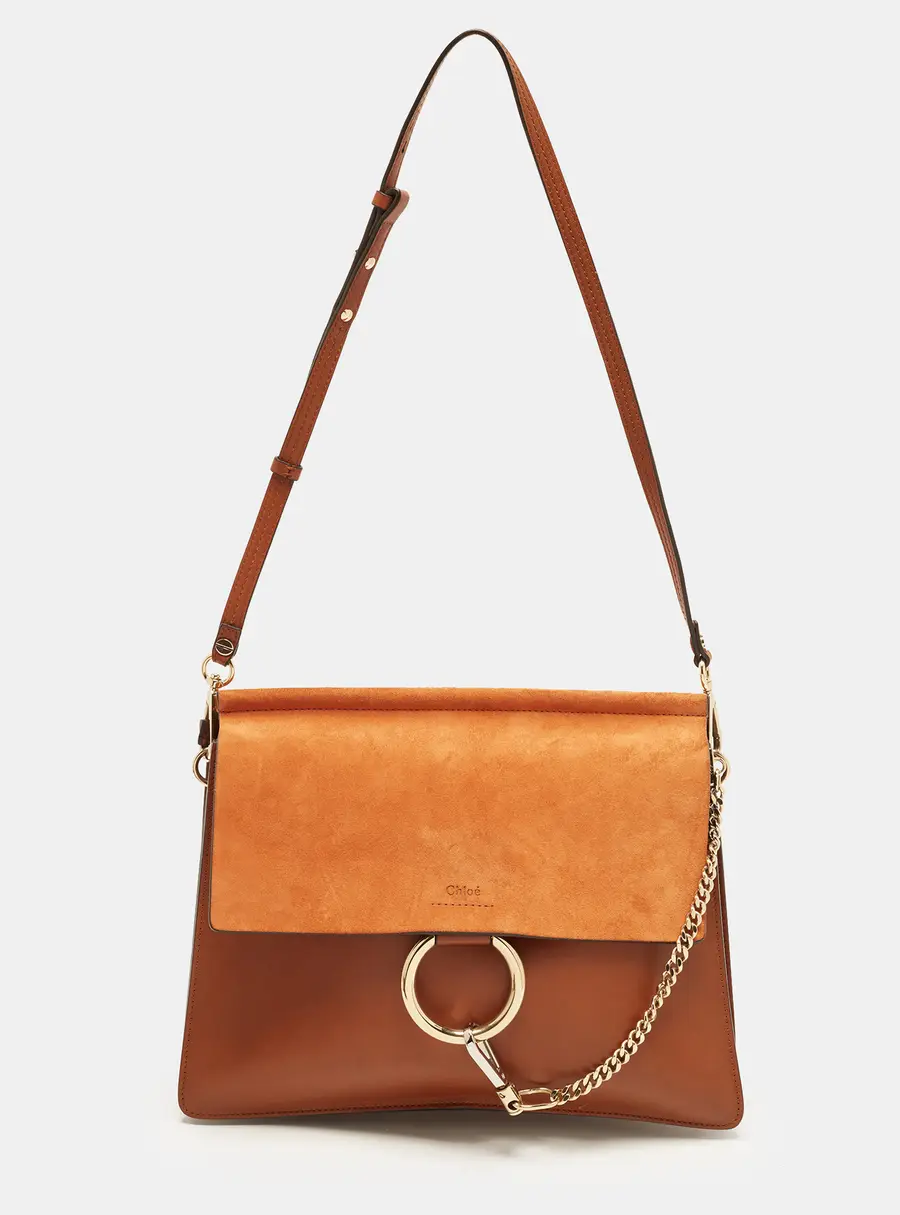 Chloé Faye Medium Brown Leather and Suede Shoulder Bag