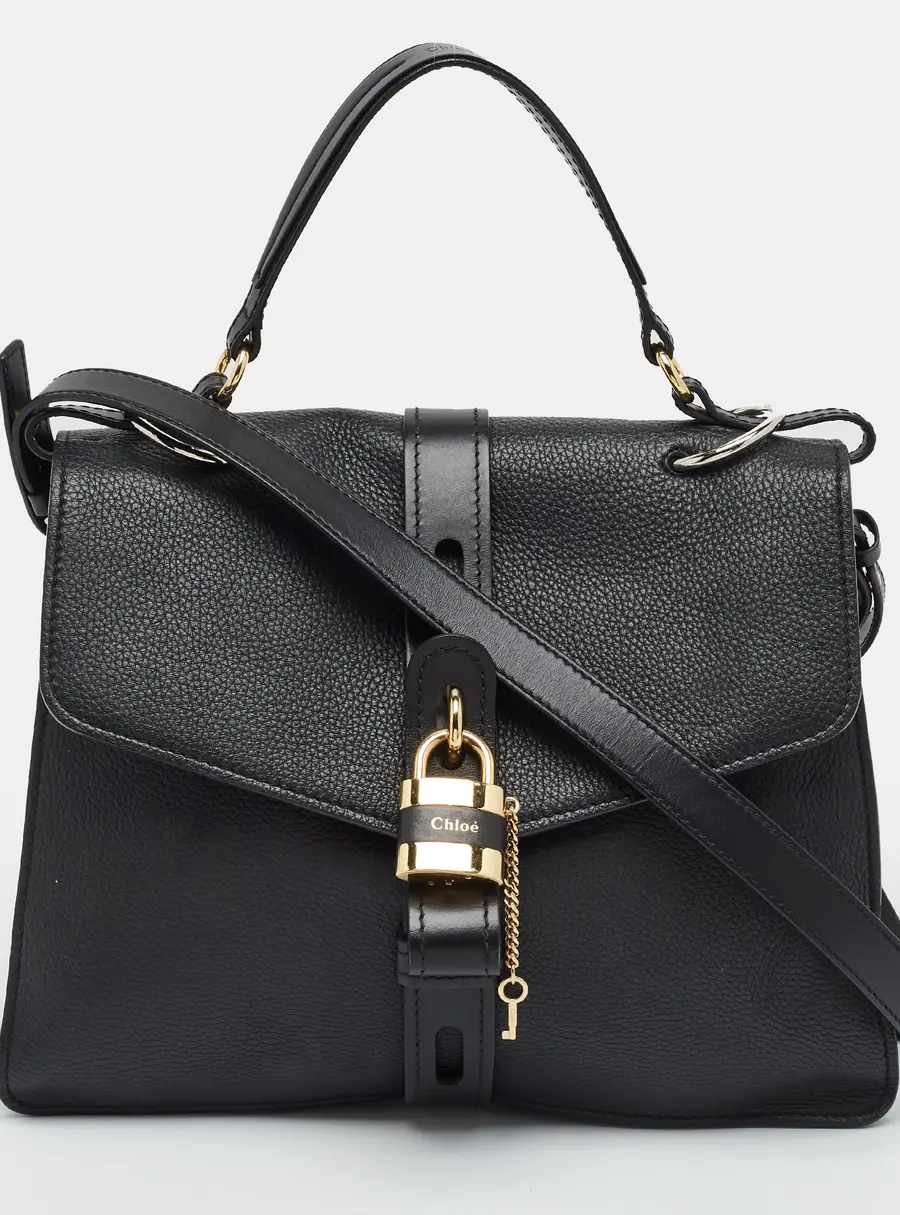 Chloe Aby Day Large Black Leather Top Handle Bag