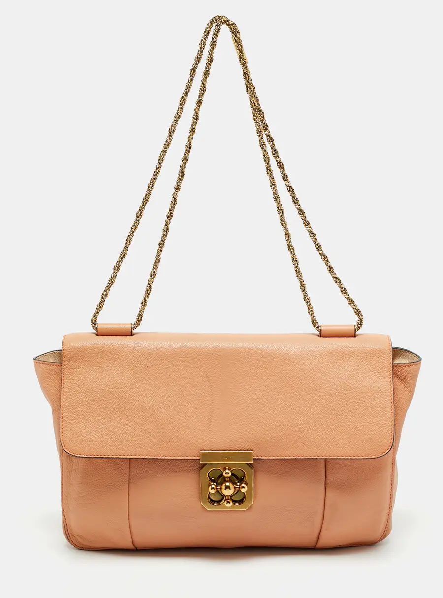 Chlo&eacute; Elsie Large Peach Leather Shoulder Bag