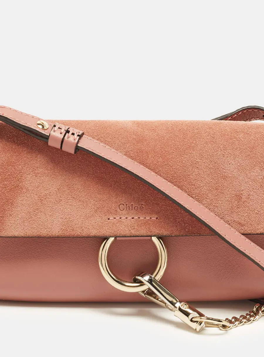 Chloe Faye Old Rose Leather and Suede Crossbody Bag