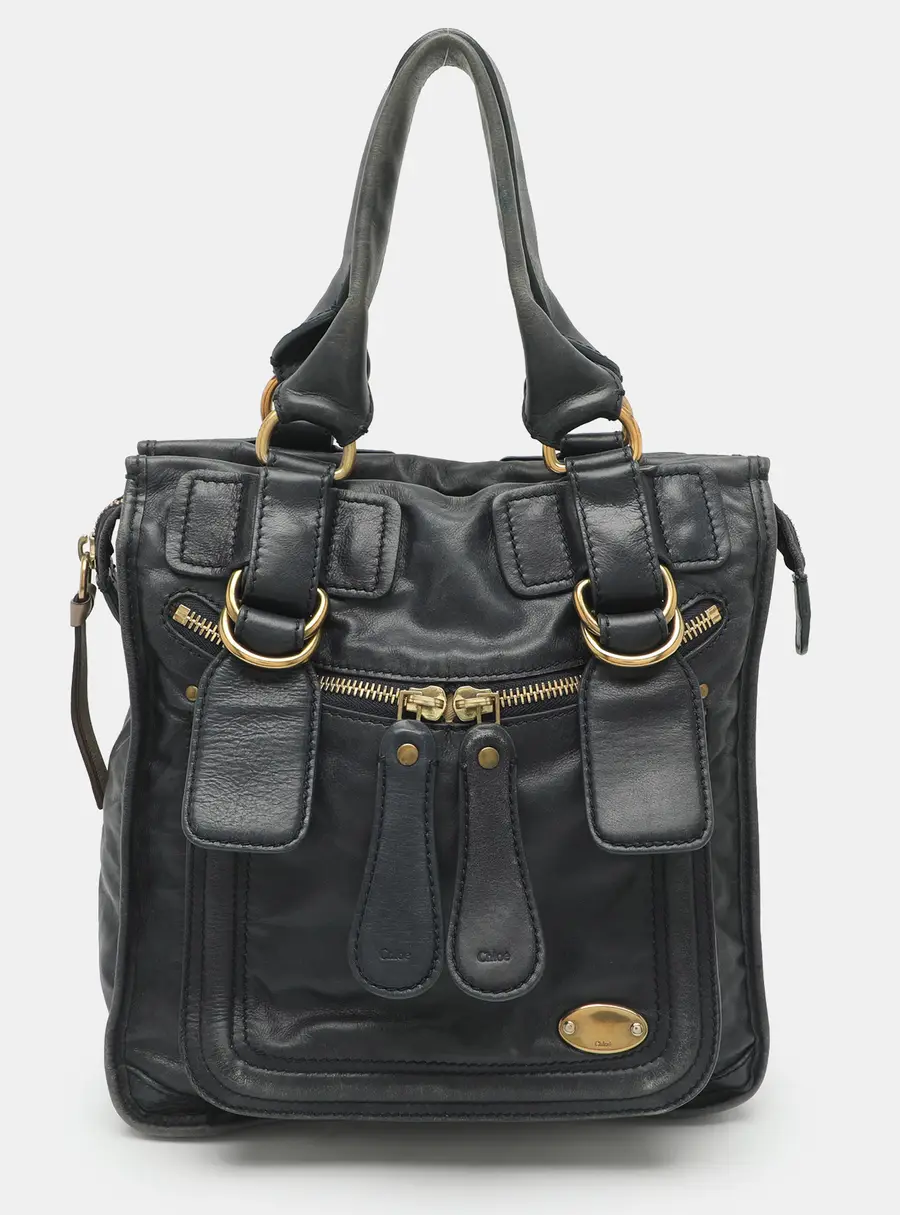 Chloe Bay Navy Blue Leather Shoulder Bag