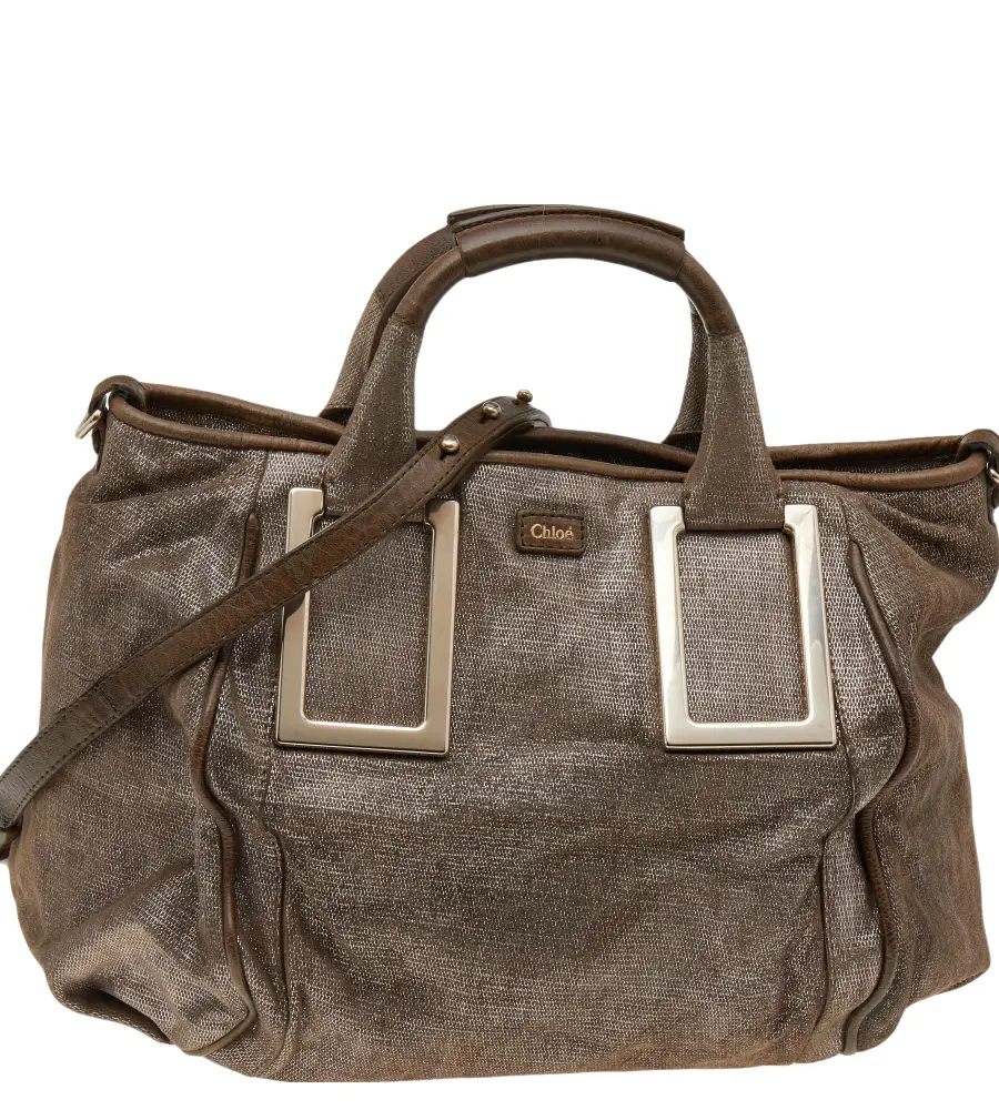 Chloe Beige Shimmering Suede Medium Ethel Satchel