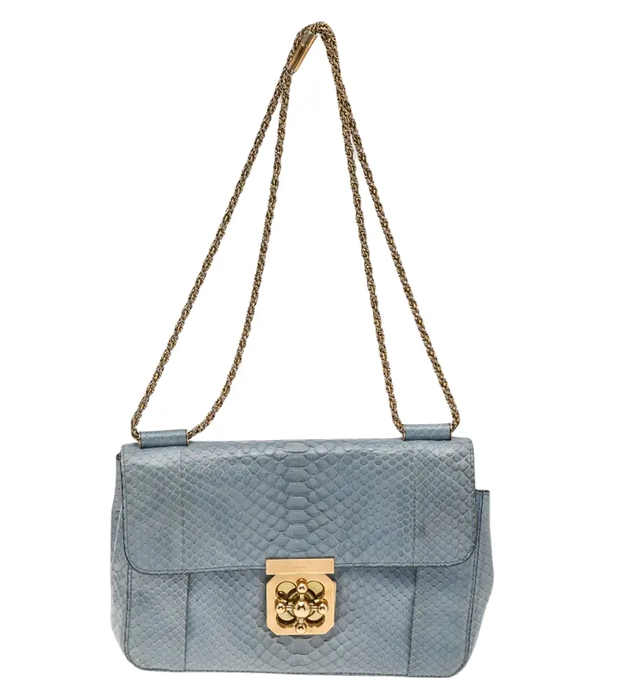 Chloe Blue Python Medium Elsie Shoulder Bag